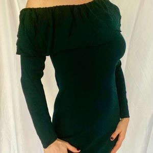 Green Club Monoco off the shoulder sweater dress